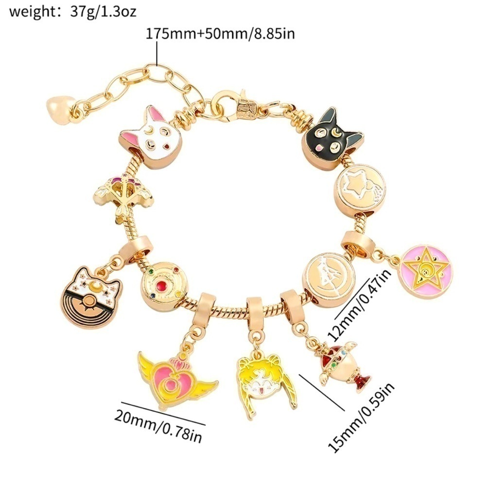 Gold Plated Sailor Moon Themed Bracelet - Picture 5 of 5